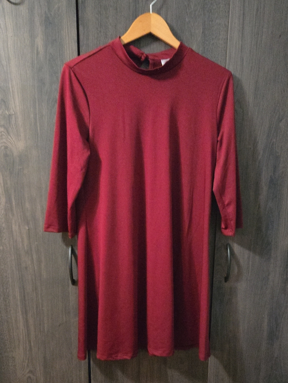 Signature by Robbie Bee Wine Mock-Neck Dress
